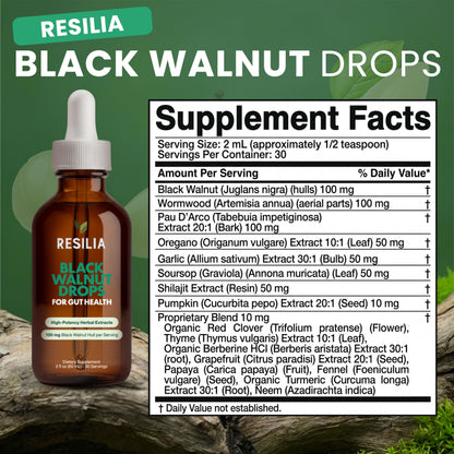 Resilia Herbal Cleanse Liquid Drops – Black Walnut & Wormwood Extract with Pumpkin Seed, Garlic & Turmeric – Alcohol-Free Vegan Tincture for Digestive & Daily Wellness Support, 2 fl oz Resilia Oil Of Oregano buy supplements Au