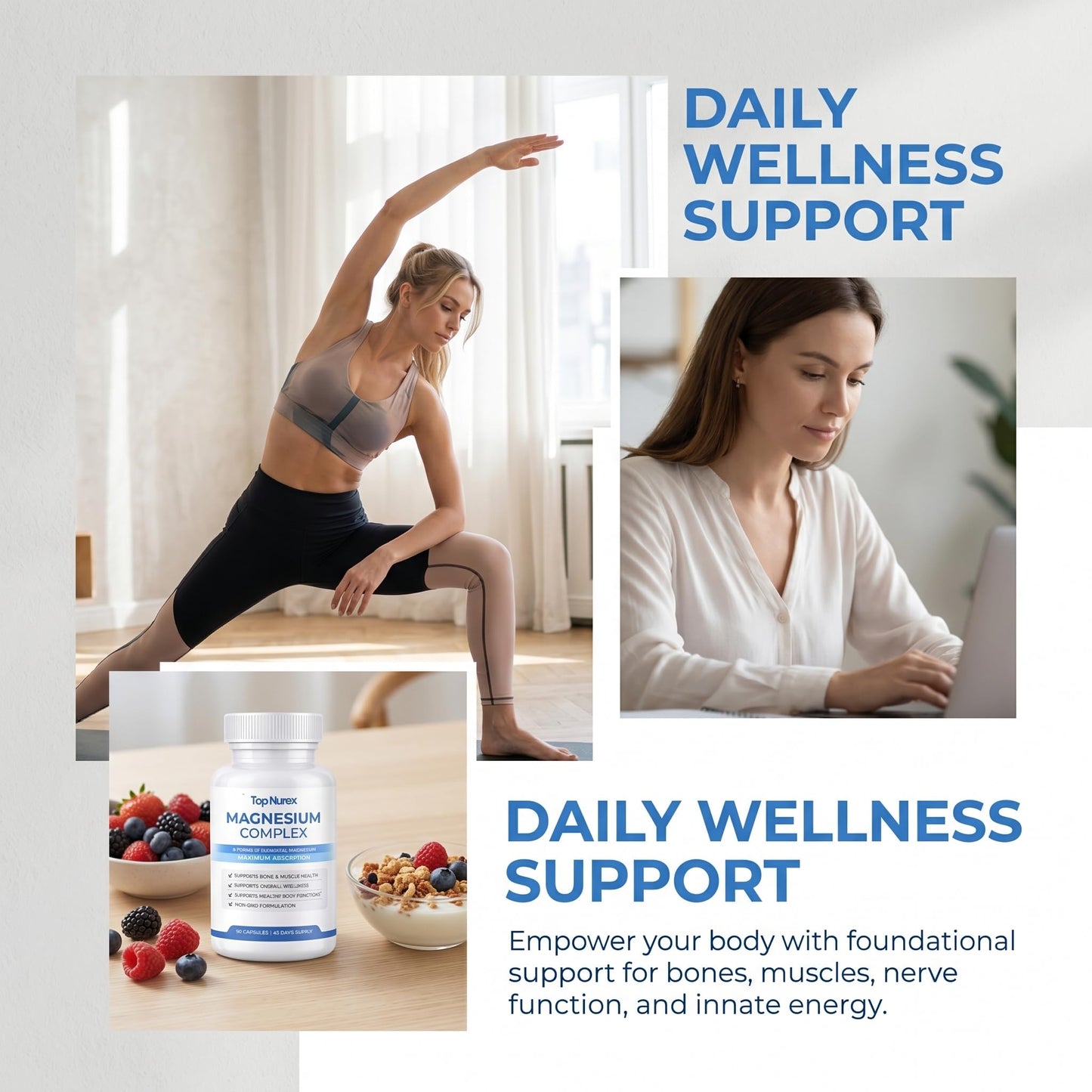Top Nurex Magnesium Complex for Women & Men,1000mg High Absorption Blend, 8 Magnesium Forms Including Glycinate, Citrate & Malate, Daily Nutrient Support, Vegan Non-GMO, 90 Capsules (1 Pack) wuliao buy supplements Au