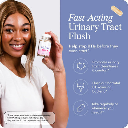 UT-Fem Solution - Fast-Acting Urinary Tract Flush for Women, Proactive UTI Support, Promotes Cleansing & Comfort, Clinical-Strength D-Mannose, Cranberry, and Natural Ingredients - 60 Vegan Capsules UT-FemBuy Supplements Australia