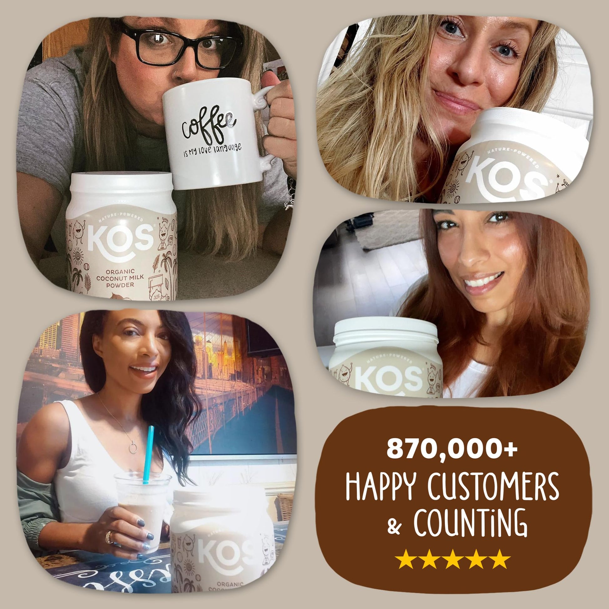 KOS Organic Coconut Milk Powder, USDA Certified Organic - 0g Sugar, MCT Plant Based Creamer for Coffee, Smoothies, Vegan, Keto, Paleo Friendly, Non-GMO, Gluten or Dairy- 12.6oz, 179 Servings KOS buy supplements Au
