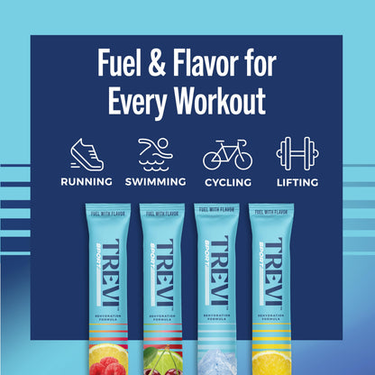 TREVI™ Sport Electrolytes Powder Packets Sugar Free - 800mg Sodium - 250mg Potassium - 100mg Magnesium - Water Drink Mix Rehydration Essentials - 20 Count - Variety Pack