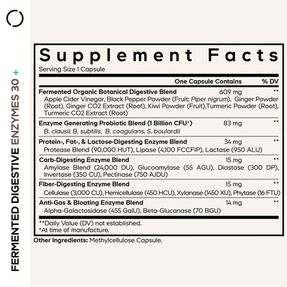Codeage Fermented Digestive Enzymes Supplement - 14 Digestive Enzymes, Probiotics, Prebiotics, Fermented Botanicals, Plant-Based Multi Pancreatic Enzymes - 1 Capsule a Day - 30 Capsules CodeageBuy Supplements Australia