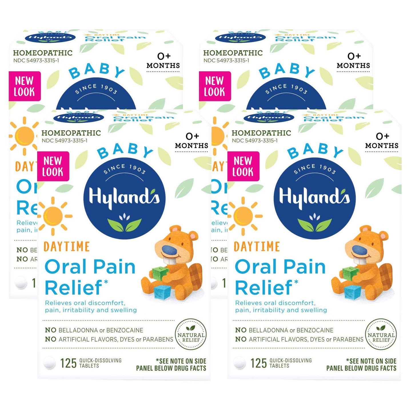 Hyland's Baby Oral Pain Relief Tablets, 125 Count Each (4) Hyland'sBuy Supplements Australia