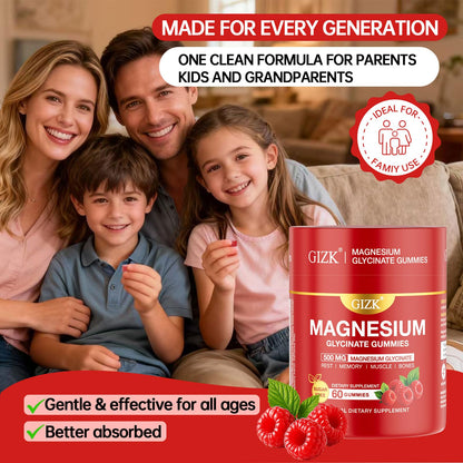 Magnesium Glycinate Gummies 500mg – Sugar Free Magnesium Gummies for Sleep, Stress, Muscle & Nerve Support – for Adults & Kids 4+, Vegan, No Melatonin (Raspberry Flavor, 60 Count) SAYIDONBuy Supplements Australia