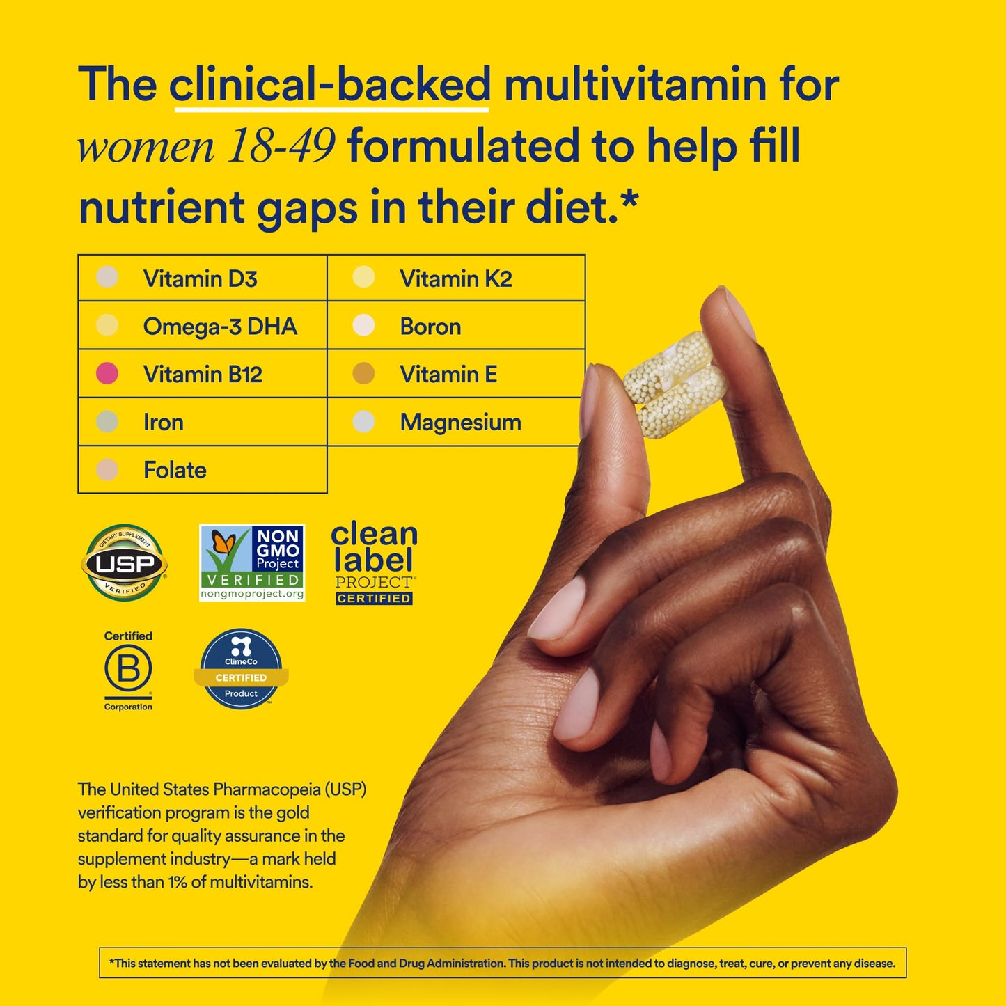 Ritual Women’s 18+ Daily Multivitamin - Key Essential Vitamins and Minerals to Support Energy, Heart, Bone, Brain Health* - Clinical Backed - Vegan - USP Verified - Mint - 60 Capsules - 30 Servings Ritual buy supplements Au
