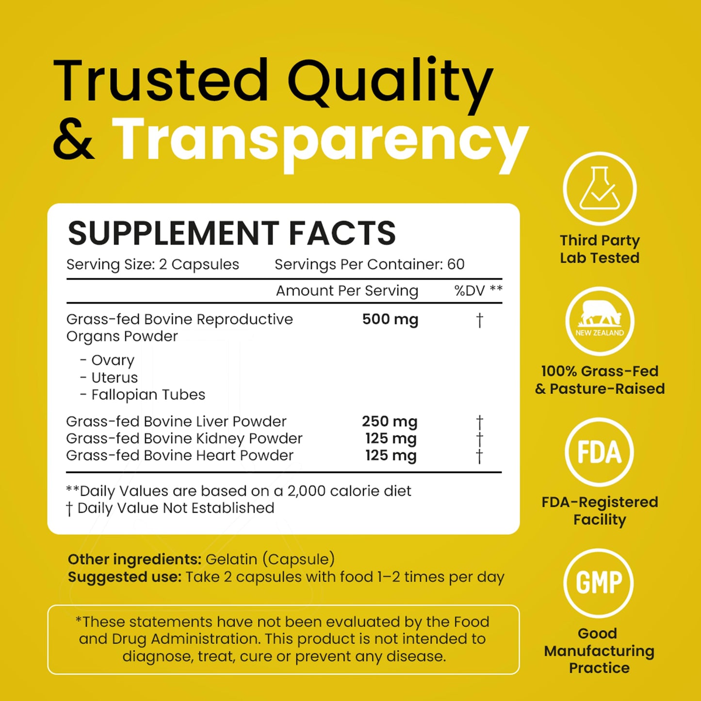 Beef Organ Supplement for Women – Grass Fed Liver, Uterus, Ovary, Heart, Kidney – 30+ Nutrients to Support Hormone Balance, Cycle Health, Energy, Immunity