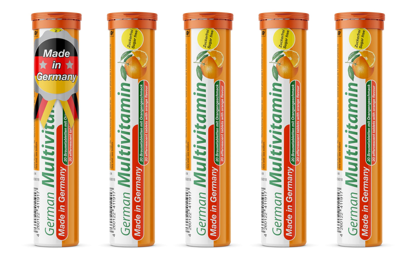 T&D German Multvitamin 10 Vitamins - 100 Vegan Drink Effervescent Tablets - Orange Flavor - Made in Germany T&D buy supplements Au