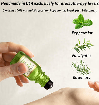 Headache Roll On Stick Peppermint Rosemary and Eucalyptus & Cleansing and Protect Juniper Berry White Sage with Nerolina Pack of 2 New MiuzBuy Supplements Australia
