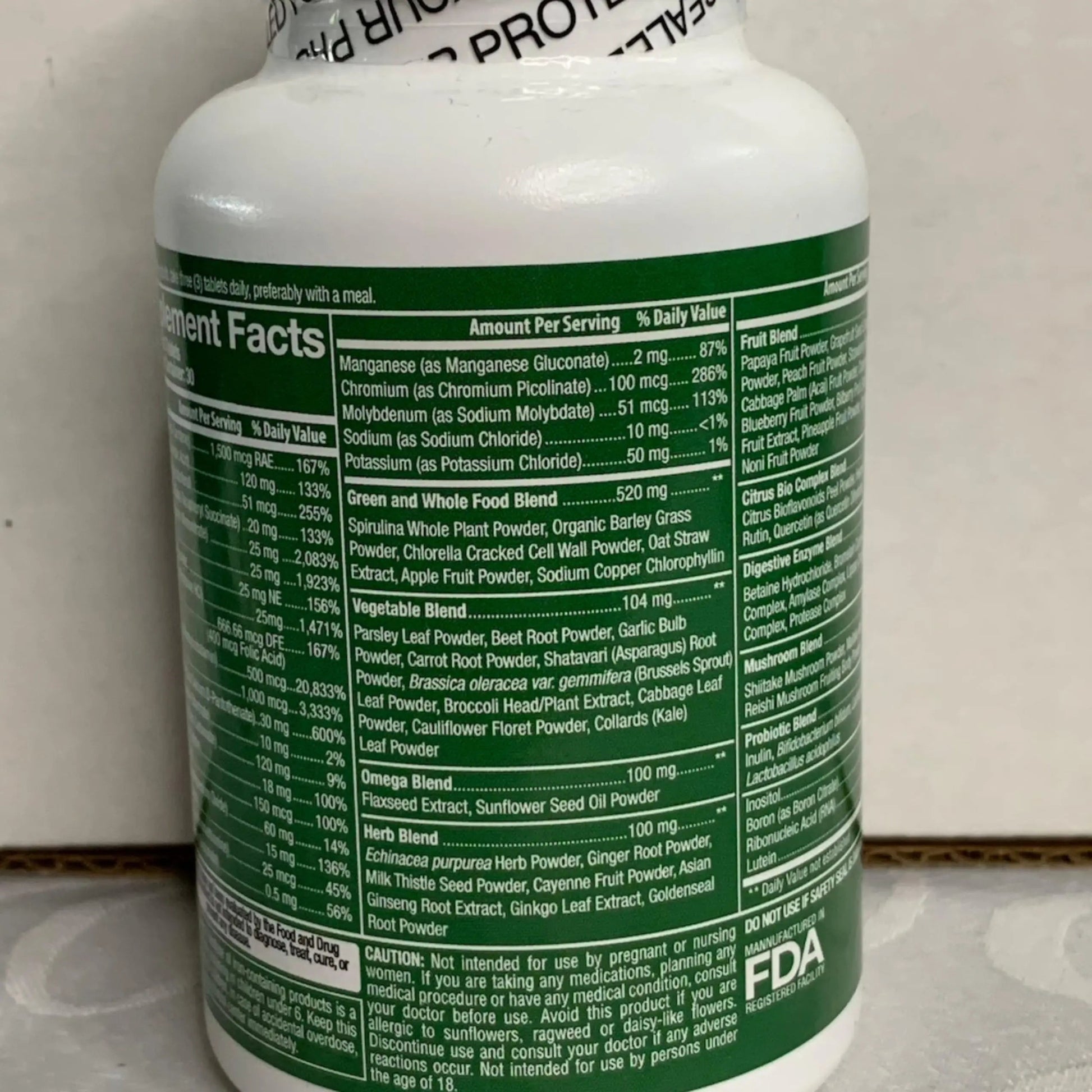 Whole Nature Whole Food Multivitamin for Men and Women Complete Daily Superfood Vitamins Plus Minerals Digestive Enzymes Whole Nature