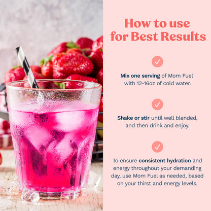 Mommy Knows Best Mom Fuel Electrolyte Drink Mix for Moms, Hydration Support - for Pregnancy, Prenatal, Electrolytes + Trace Minerals, Lactation Drink Mix Supplement (32 Count)