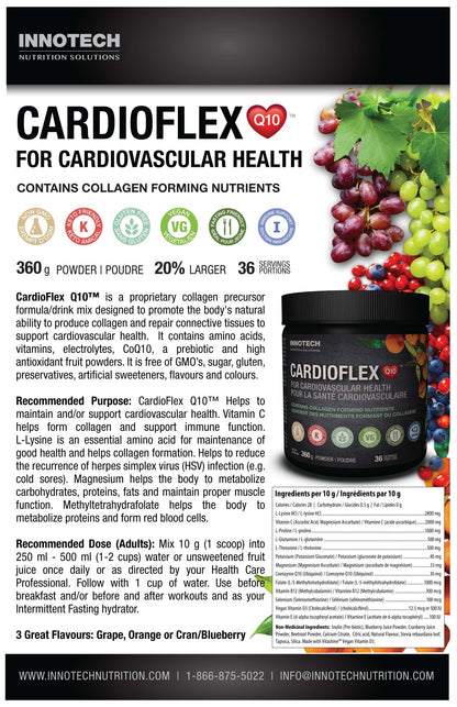 Innotech Nutrition CardioFlex Q10 Heart Health & Energy Support CoQ10 Amino Acids & Electrolytes Orange 360g Innotech Nutrition Solutions buy supplements Au