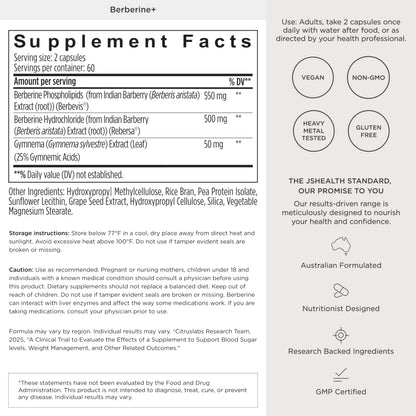 JSHealth Supplement with Berbevis for Metabolic Health Support. Higher Strength for Blood Sugar Already in the Normal Range and Body Composition