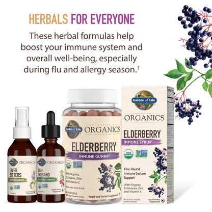 Garden of Life Organics Elderberry Gummies for Adults & Kids - Immune Support Supplement with Organic Fruit, Herbal Blend, Elderberry, Echinacea, Zinc,