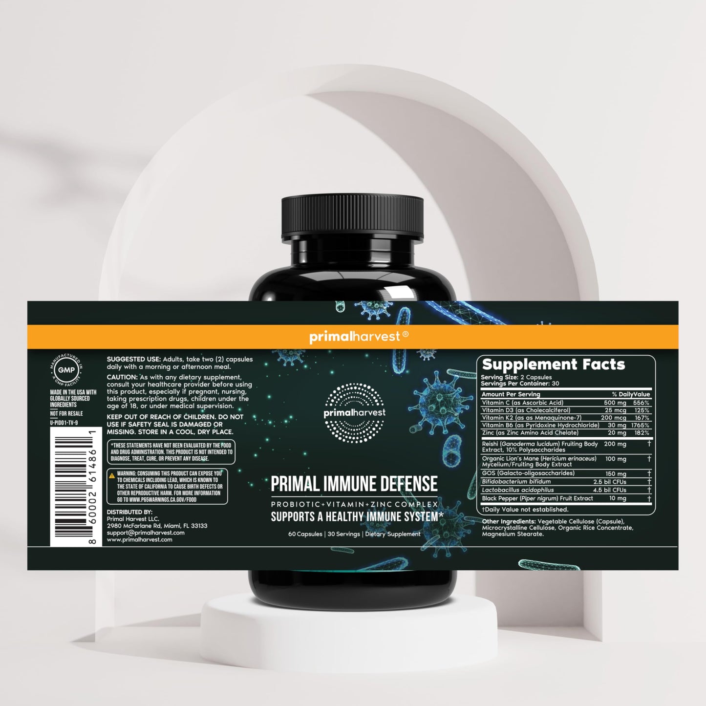Primal Harvest Immune Defense 10-in-1 Supplement with Probiotics, Zinc, and Vitamins C, D3, K2, B6 Daily Immune Support for Adults Primal Harvest buy supplements Au