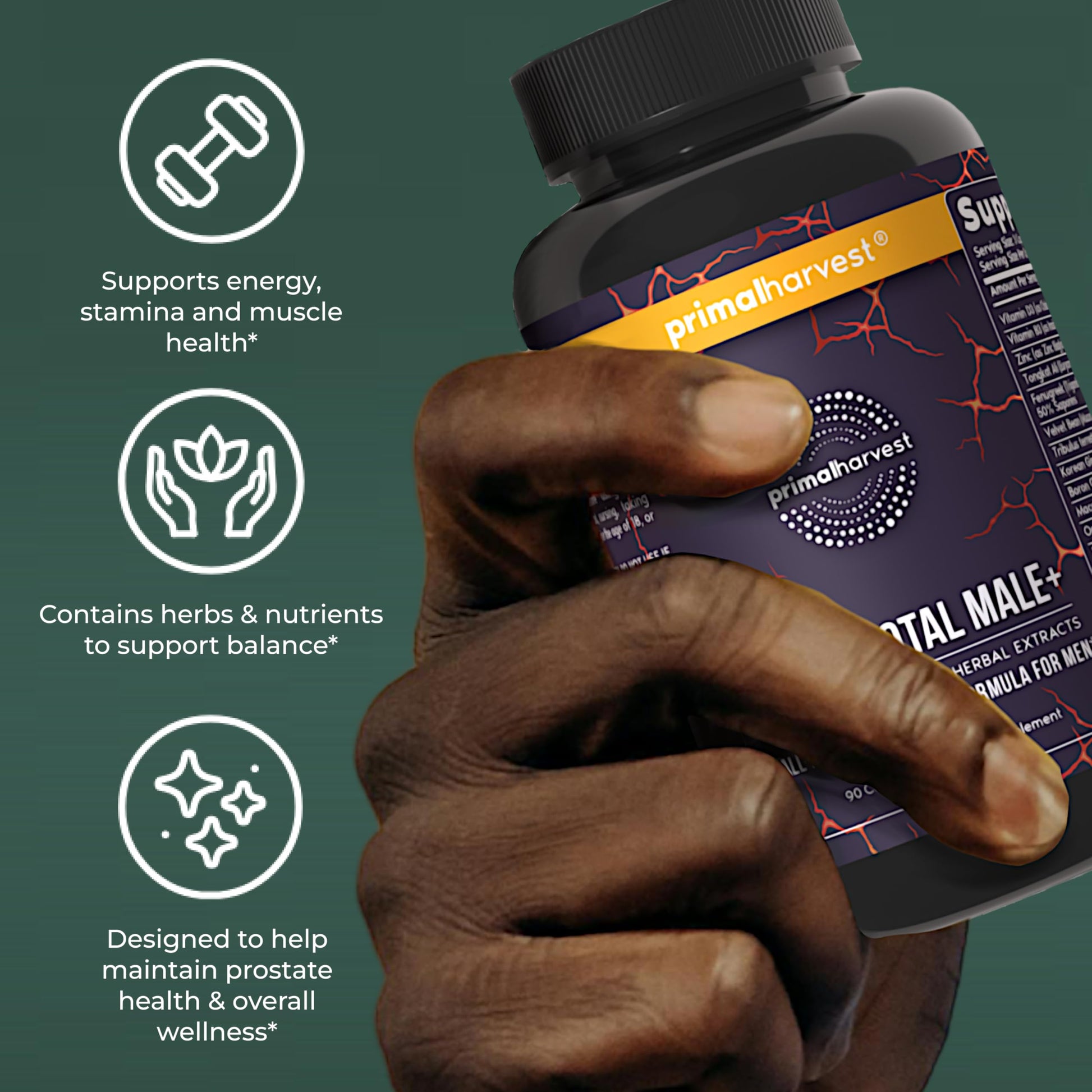 Primal Harvest Total Male+ Multivitamin for Men Vitamins, Minerals and Herbal Support for Energy, Vitality, Immune Health and Performance (1 Pack (90 Count)) Primal Harvest buy supplements Au
