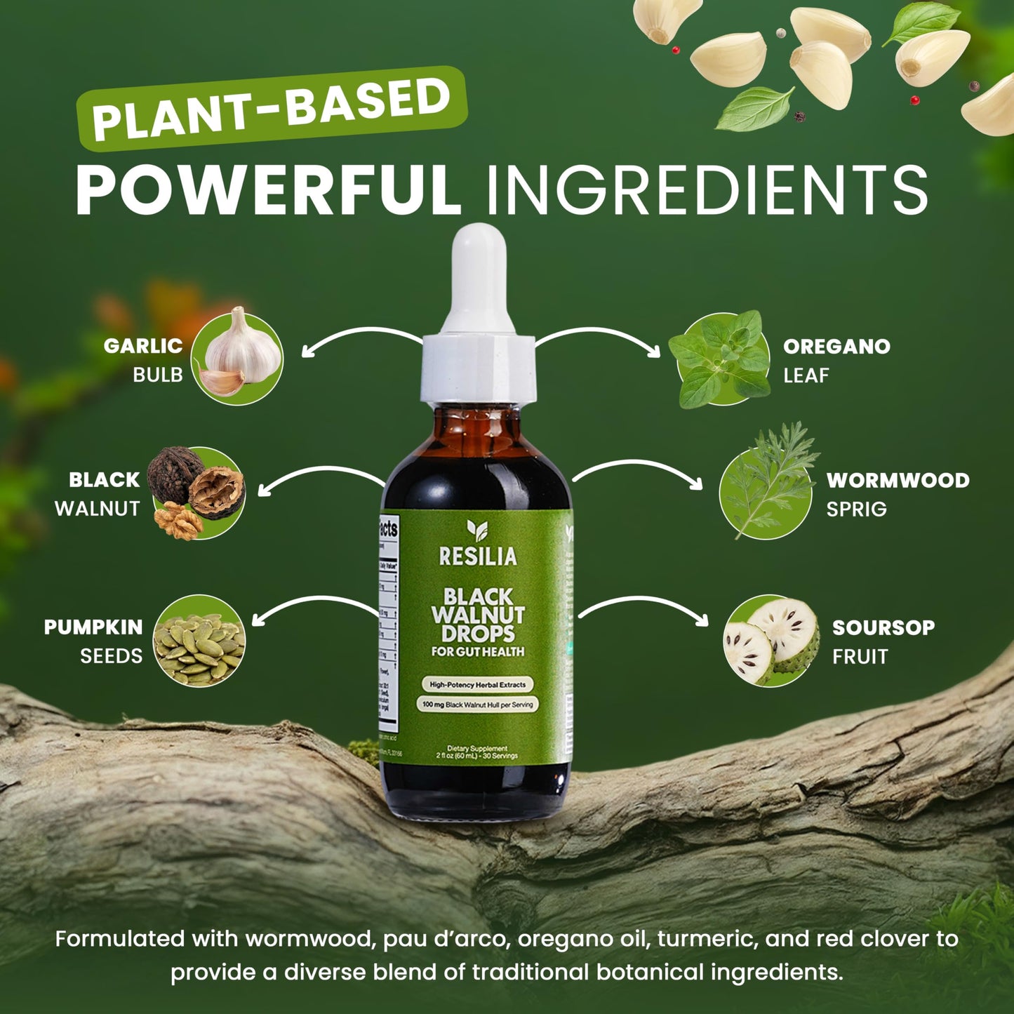 Resilia Herbal Cleanse Liquid Drops – Black Walnut & Wormwood Extract with Pumpkin Seed, Garlic & Turmeric – Alcohol-Free Vegan Tincture for Digestive & Daily Wellness Support, 2 fl oz Resilia Oil Of Oregano buy supplements Au