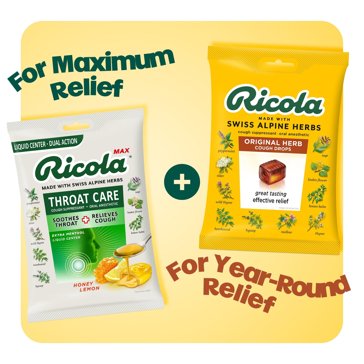 Ricola Original Herb Cough Drops with Menthol - Cough and Sore Throat Relief - 45 Count - Herbal Throat Lozenges Ricola buy supplements Au