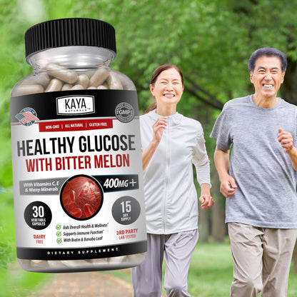 Kaya Naturals Healthy Gluco with Bittermelon Supplement | Support Healthy Levels and Function, 20 Herbs Vitamins and Minerals, Alpha Lipoic Acide, Cinnamon, Vitamin C & E, Non-GMO (30 Count) Kaya NaturalsBuy Supplements Australia