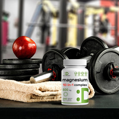 Magnesium Complex 500mg, 240 Veggie Capsules – 10-in-1 Glycinate, Citrate, Malate, Oxide, & More – 100% Chelated for Easy Absorption – Essential Mineral Supplement – Non-GMO DEAL SUPPLEMENT buy supplements Au