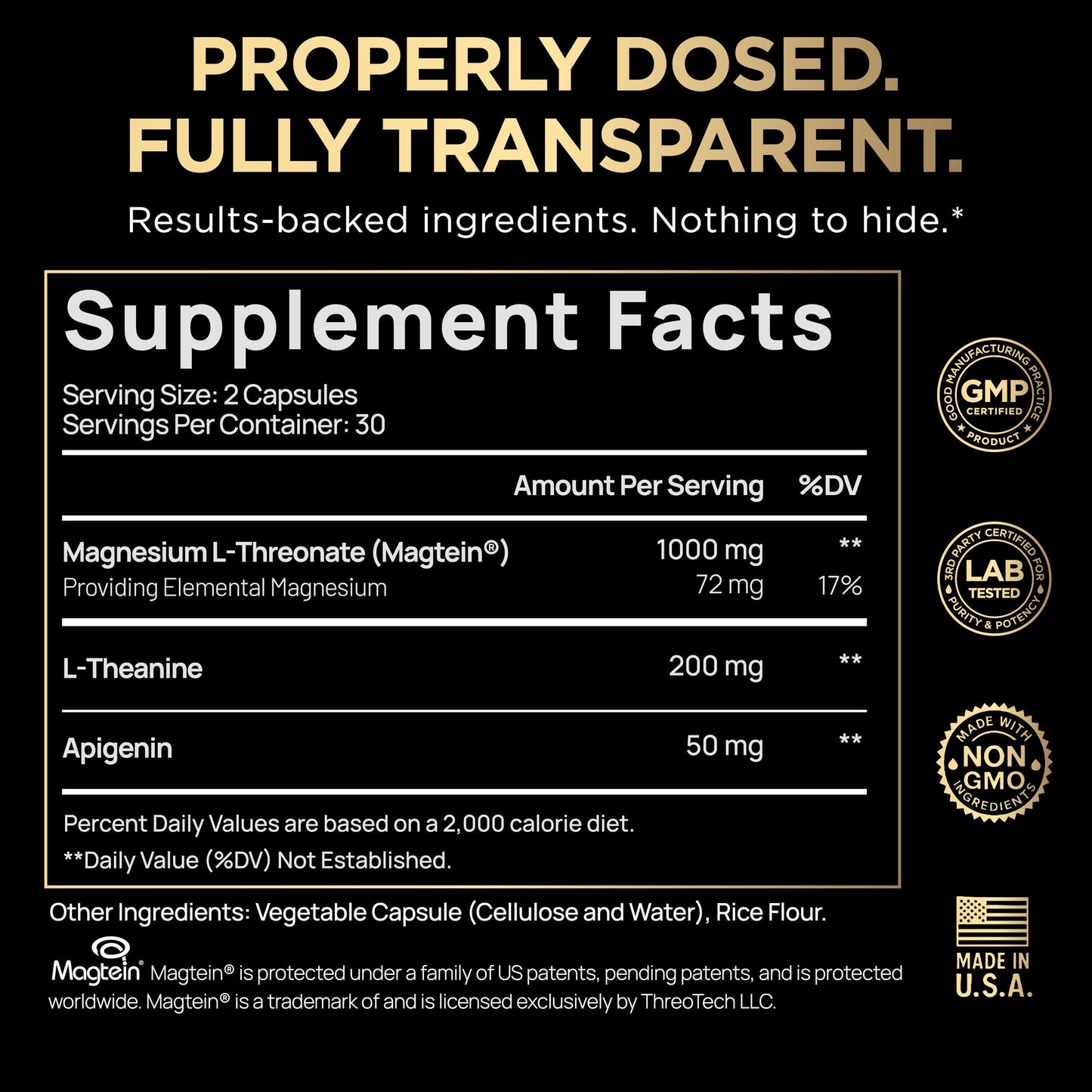 Triple Sleep Magnesium L-Threonate w. Apigenin, Theanine & Magtein Magnesium L Threonate - High Absorption Magnesium Supplement Capsules for Men and Women Magnesium Powder Pills TERRA ELMNT buy supplements Au