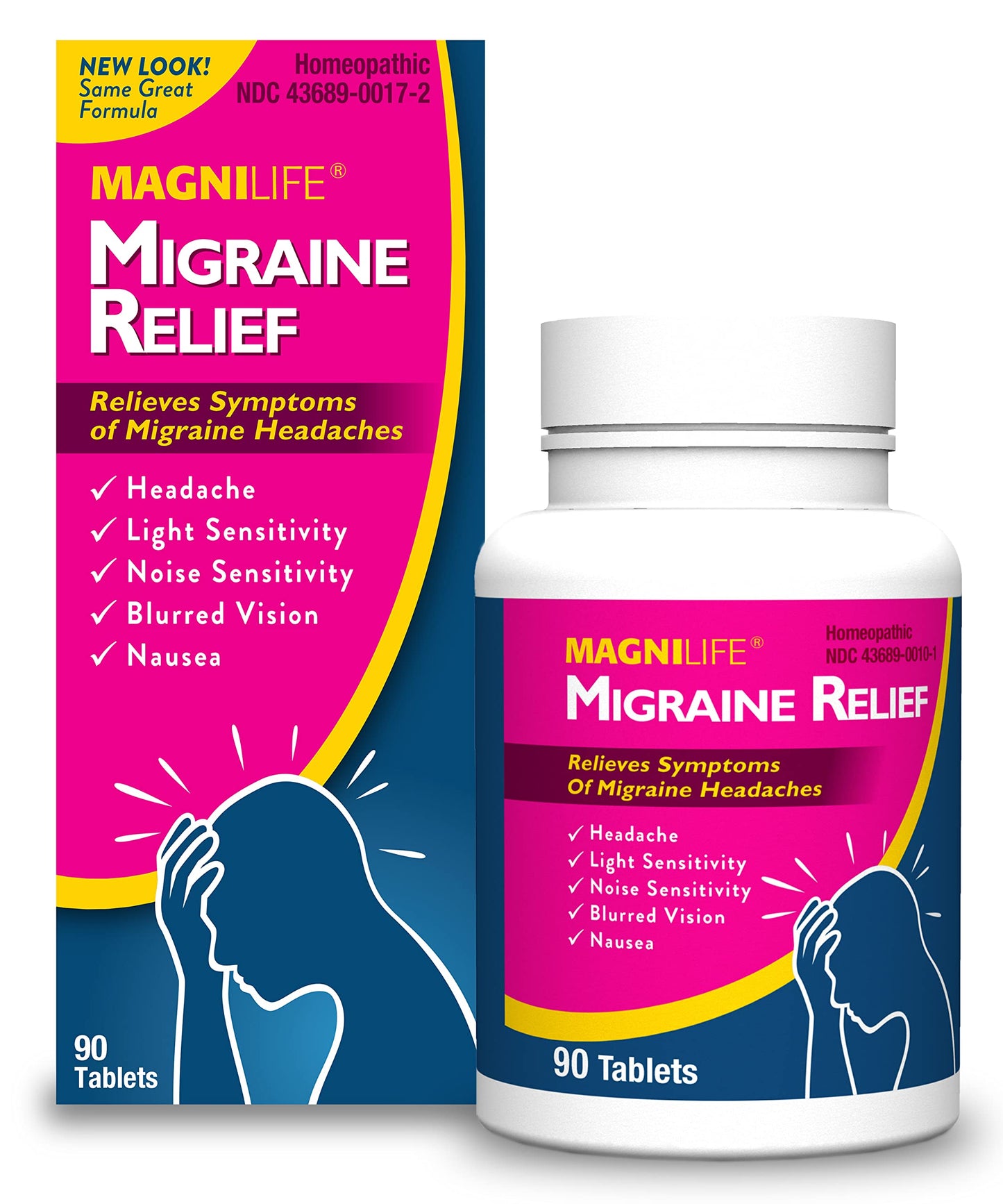 MagniLife Migraine Relief, Non-Habit Forming, 90 Homeopathic Tablets, Migraine Medicine for Light & Sound Sensitivity, Nausea, Blurred Vision & Pressure, Quick-Dissolve Headache Pain Relief MagniLifeBuy Supplements Australia