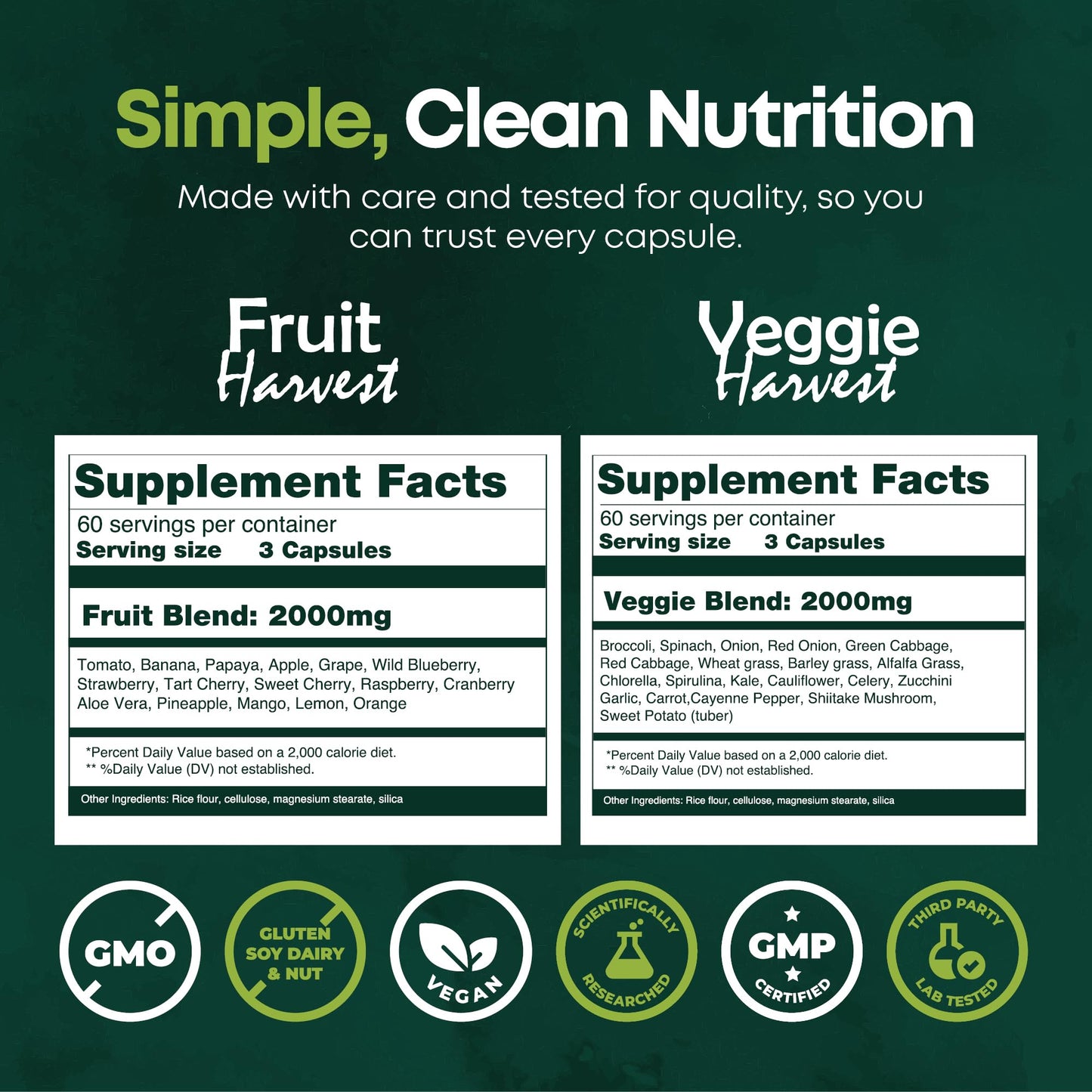 Supermed Research Fruits and Vegetables Supplements – 2 Pack Combination Fruit & Veggies Supplement – Whole Food Vitamins & Minerals for Adults – Superfood Veggie Vitamins for Adults (180 x 2, 360 Ct) Supermed Research buy supplements Au