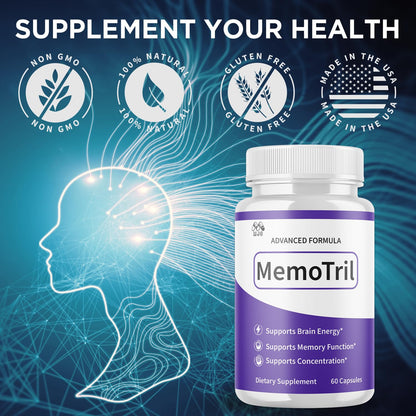 (3 Pack) Memotril Capsules, Official Memo Tril Supplement Pills with All Natural Ingredients, Advanced Memotril for Brain Health & Wellness Support with Premium Vitamins for Women & Men (180 Capsules) MJO buy supplements Au