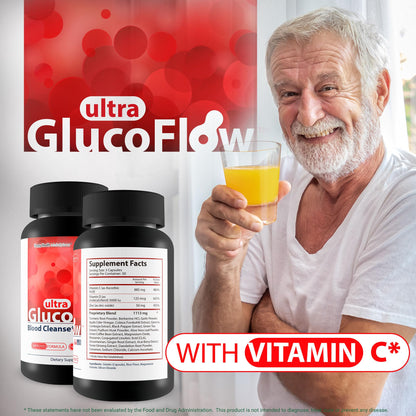 Ultra Gluco Flow - Improved Formula - Our Best Blood Cleanse Detox Cleanse Blood Support Pills - Blood Health Blood Circulation Pills Detox Cleanse Blood Gluco Bio Sweet Relief Glycogen Support Happy Health Marketplace buy supplements Au