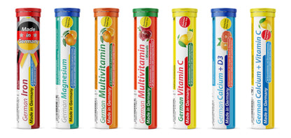 T&D German Vitamin, Minerals - 140 Vegan/Vegetarian Drink Effervescent Tablets - Mixed Fruit Flavor Box - Made in Germany T&DBuy Supplements Australia