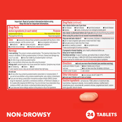 Sudafed PE Sinus Pressure + Pain Relief Tablets, Maximum Strength, Non-Drowsy, OTC Sinus Relief Medicine with Acetaminophen Pain Reliever & Phenylephrine HCl Nasal Decongestant, 24 ct Sudafed buy supplements Au
