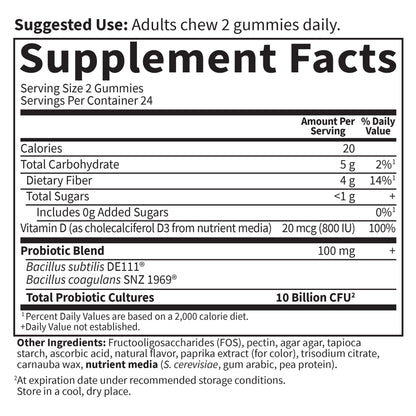 Garden of Life Dr Formulated 10 Billion CFU Prebiotic Fiber & Probiotic Gummies with Vitamin D3 for Digestive and Immune Health – Gluten Free, Non GMO