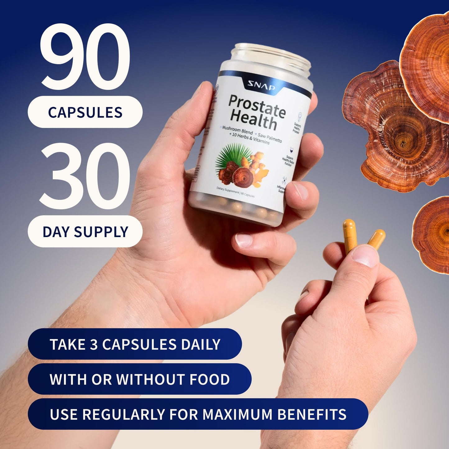 Snap Supplements Prostate Health Supplement with Saw Palmetto for Men, DHT Blocker - Helps Support Male Urinary Tract and Prostate for Mens Health