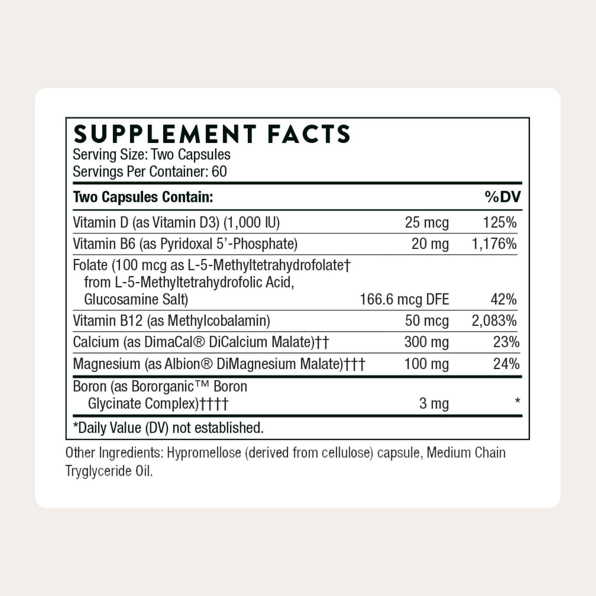 THORNE - Advanced Bone Support - Bone Health Supplement for Women & Men with Calcium, Magnesium, Vitamin D, B Vitamins, Folate & Boron* - Gluten, Dairy & Soy-Free - 120 Capsules THORNE buy supplements Au