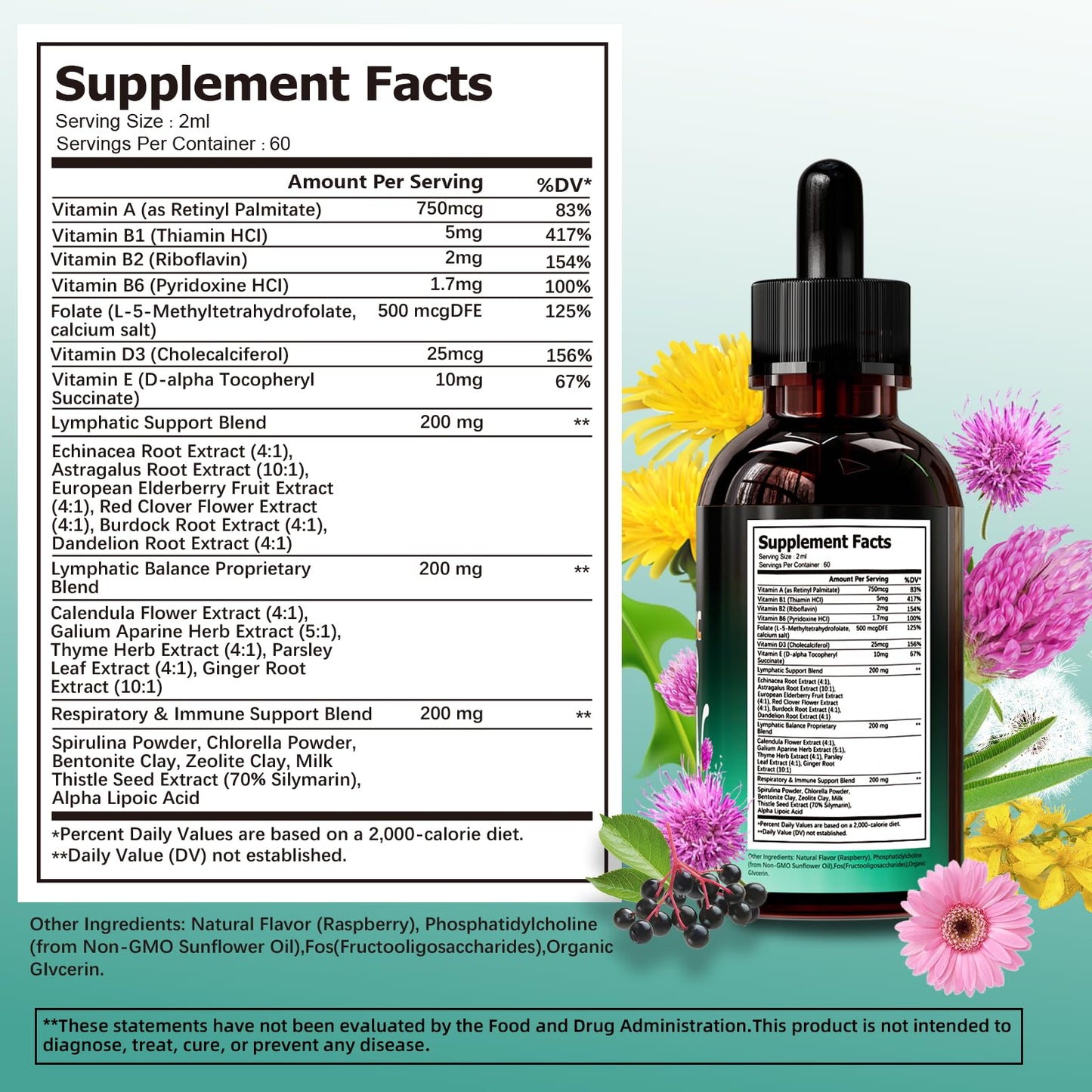 Liposomal Lymphatic Drainage Drops, 4 fl oz – 30-in-1 Lymphatic Drainage Supplements with 23 Herbs & 7 Vitamins – Supports Lymphatic System, Immune & Liver Health – Detox Support – 60-Day Supply Nivltpure buy supplements Au
