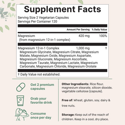 Micro Ingredients 12‑in‑1 Magnesium Complex 1000 mg, 240 Capsules – Magnesium Glycinate, Citrate, Taurate, Malate & More – High Absorption Formula for Men & Women – Chelated & Purified Micro Ingredients buy supplements Au