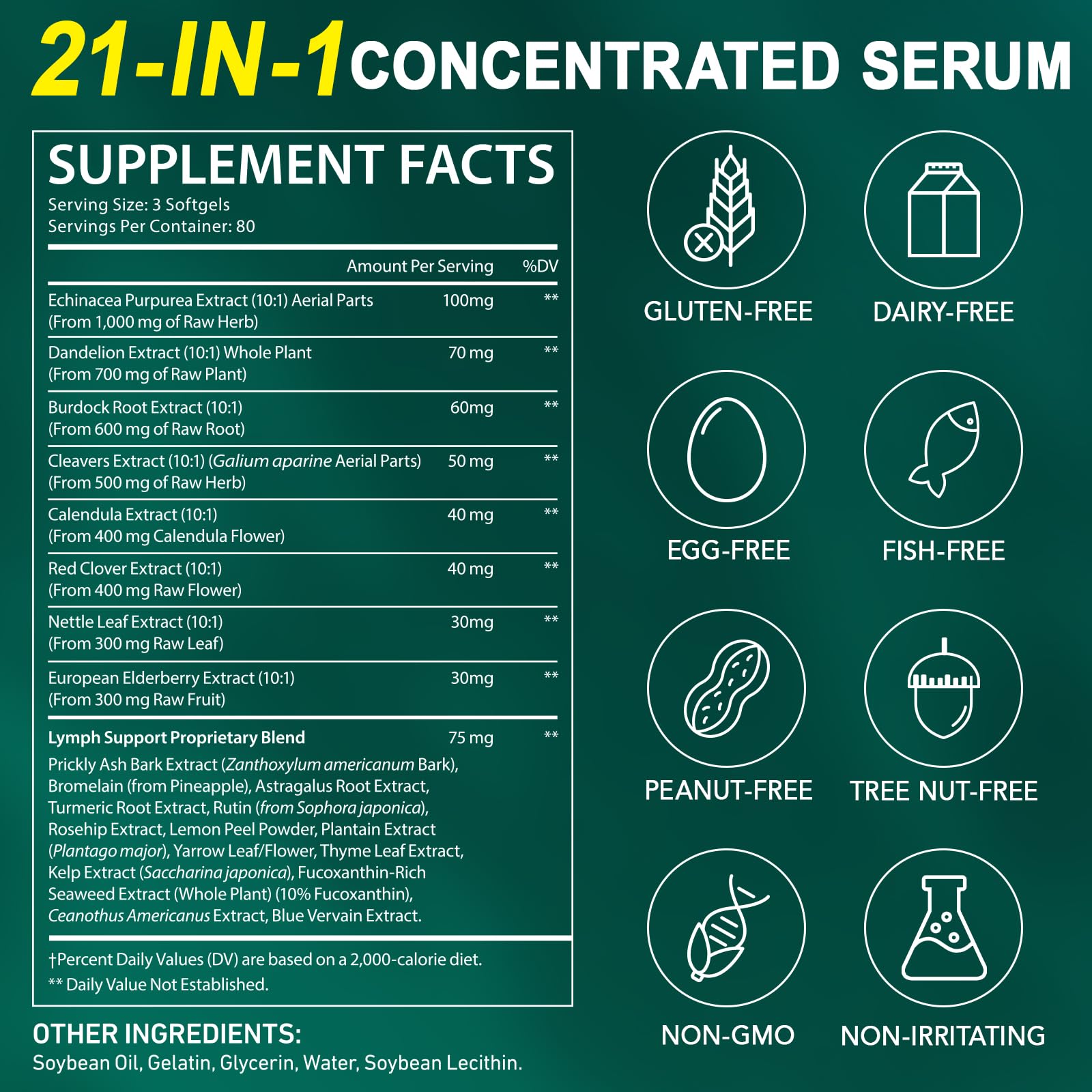 Lymphatic Drainage Supplements, Lymphatic Support Softgels for Immune Health, Plant-Based Formula with Echinacea, Burdock Root, Elderberry, Bromelain, Turmeric, 240 Softgels UXENPHXF buy supplements Au
