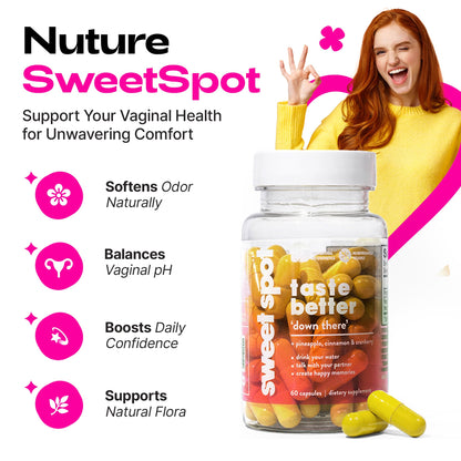 Sweet Spot – Pineapple & Cranberry Vaginal Health Supplement, 60 Capsules – Freshens Taste, Promotes Feminine Balance