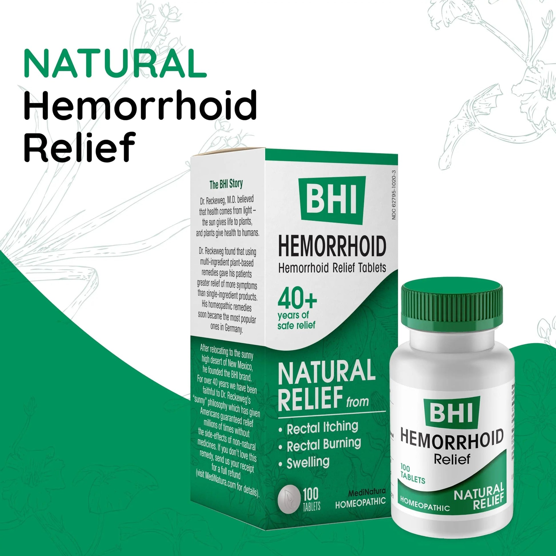 MediNatura BHI Hemorrhoid Relief - Natural Hemorrhoid Treatment for Relieving Rectal Itching - Daily Support - Chewable & Easy-to-Use Tablets - Plant-Based - 100 Count MediNaturaBuy Supplements Australia
