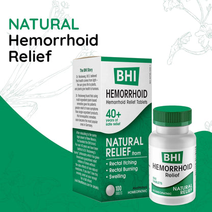 MediNatura BHI Hemorrhoid Relief - Natural Hemorrhoid Treatment for Relieving Rectal Itching - Daily Support - Chewable & Easy-to-Use Tablets - Plant-Based - 100 Count MediNaturaBuy Supplements Australia