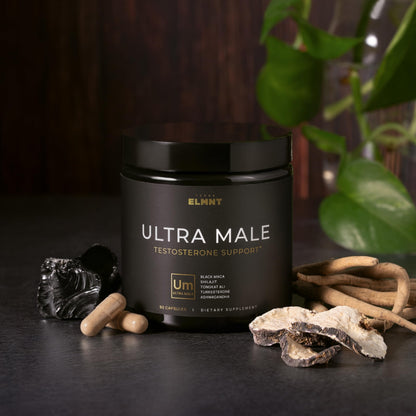 ULTRA MALE® Premium for Men w. 100:1 Shilajit, 40:1 Black Maca, Ashwagandha 25%, Tongkat Ali 10% - Clinical Strength Male Enhancing Supplement for Men Health Libido+
