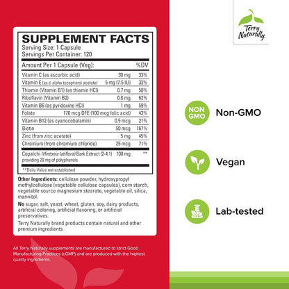 Terry Naturally Sucontral D - B-Complex & Folate Supplement - Carbohydrate Metabolism Support - Vitamin & Mineral Supplement with Zinc & Chromium