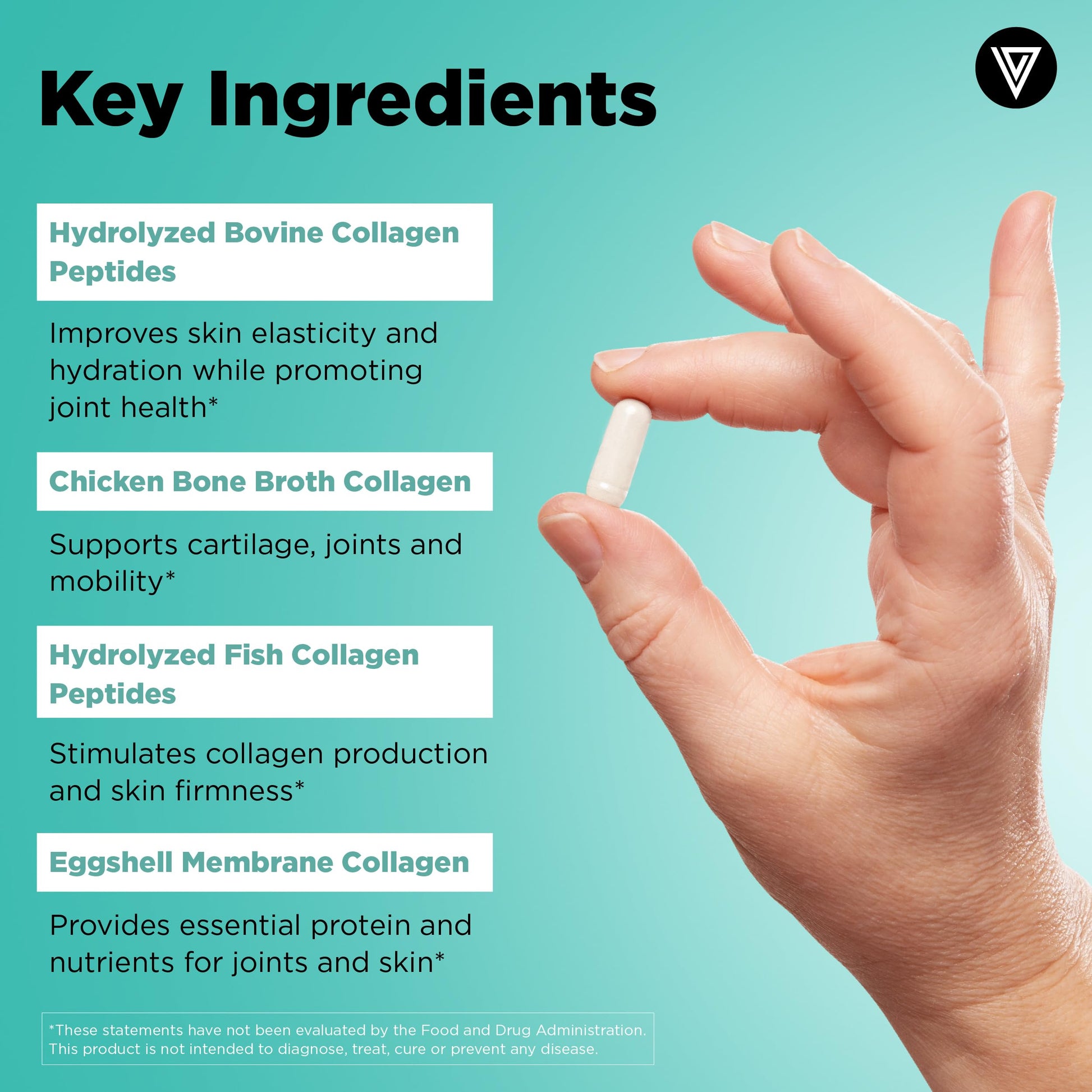 Vital Vitamins Multi Collagen Pills for Women & Men (2-Pack) - Hydrolyzed Collagen Peptides - Type I, II, III, V, X - Grass Fed, Non-GMO Vital Vitamins buy supplements Au