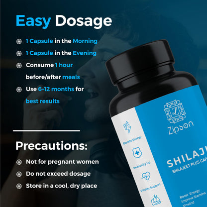 ZIPSON Shilajit for Men & Women | 90 Capsules | Himalayan Formula for Extra Power, Stamina & Immune Support | with Natural Fulvic Acid | Non-GMO | 500mg Per Serving ZIPSON buy supplements Au