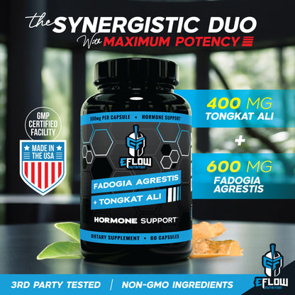 eFlow Nutrition Fadogia Agrestis + Tongkat Ali - [2-in-1] Natural Performance Supplement for Health and Wellness - Hormone, Energy, & Mood Support - Extract Powder (60 Capsules) eFlow NutritionBuy Supplements Australia