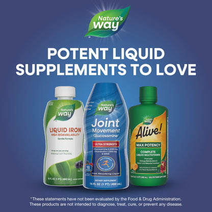 Nature's Way Joint Movement Glucosamine Fast Absorbing Liquid, Ultra Strength, Supports Healthy Bones*, Liquid Glucosamine Chondroitin, MSM with Vitamin D3, Berry Flavored, 16 Fl Oz Nature's WayBuy Supplements Australia
