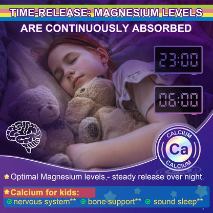 Neviss Magnesium Glycinate + Calcium Filled Gummies for Adults and Kids 4+, Kids Sleep Gummies Melatonin Free, Sugar Free Magnesium Supplement with B6 D3, L-Theanine for Zzz & Relax, Brain,Bone,Muscle NEVISSBuy Supplements Australia