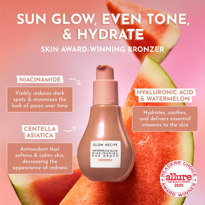 Glow Recipe Hue Drops Bronzing Drops, Tinted Face Serum, Glow Primer + Liquid Highlighter, Niacinamide + Hyaluronic Acid, Radiant Warm Glow, Sunglow (40ml) Glow RecipeBuy Supplements Australia