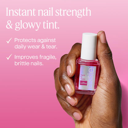 essie Nail Care, 8-Free Vegan, Hard To Resist Nail Strengthener, Glow and Shine, pink tint, 0.46 fl oz