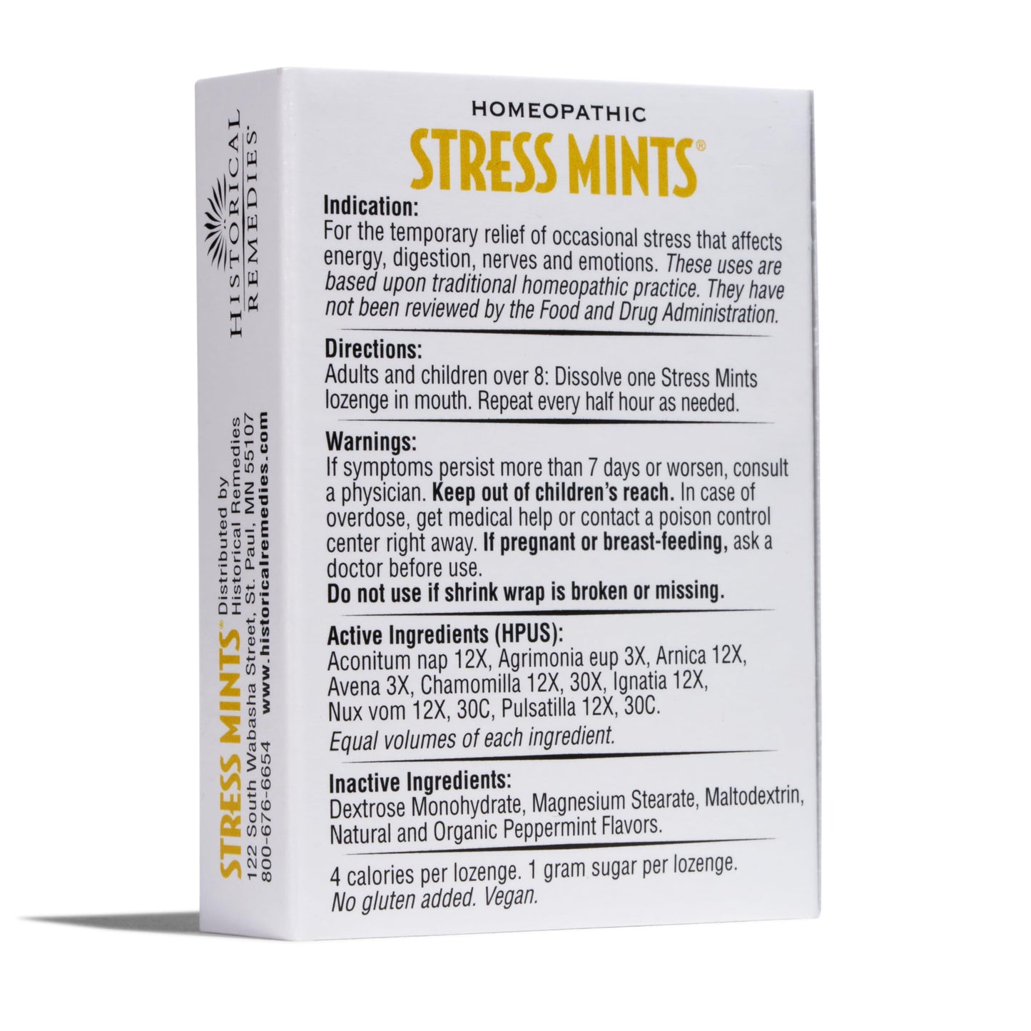 Historical Remedies Stress Mints (1 Pack) | Homeopathic Lozenges to Aid Stress & Digestion, Organic Peppermint Flavor, Vegan & Gluten-Free, Non-Habit Forming