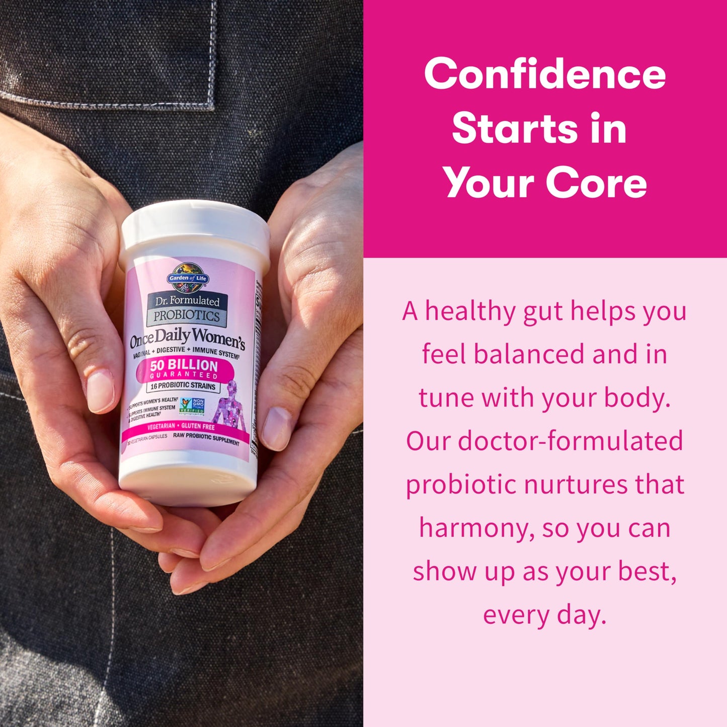 Garden of Life Once Daily Dr. Formulated Probiotics for Women 50 Billion CFU 16 Probiotic Strains with Organic Prebiotics for Digestive, Vaginal & Immune Health